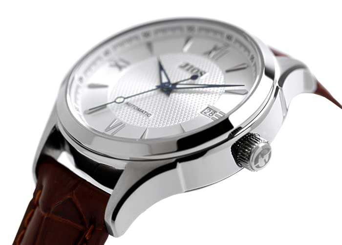 automatic genuine leather sapphire crystal x blue hands x brown crocodile embossed [JIOS] Japanese-made watch, men's, strap, (silver strap)