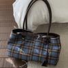 Large-capacity Contrasting Color Plaid Tote Bag Women's 2025 New Autumn Commuting Fashion Literary and Leisure Shoulder Bag