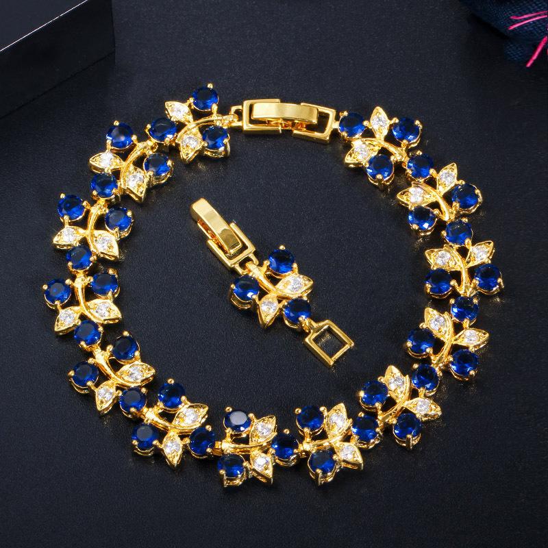 S0169 Exquisite Flash Diamond Aaa Zircon Plated Real Gold Bracelet Jewelry