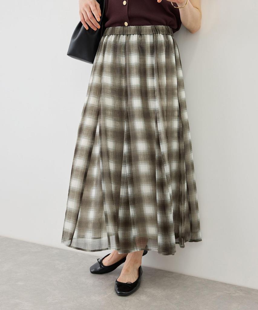 Rope Picnic Sheer Check Skirt for Women GDC16190 Chromine M (01)