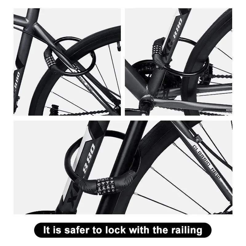 Bike Lock Mountain Bike Portable Security 4-digit Code Bike Lock for Bicycle Motorcycle Scooter Small and Portable Anti-theft