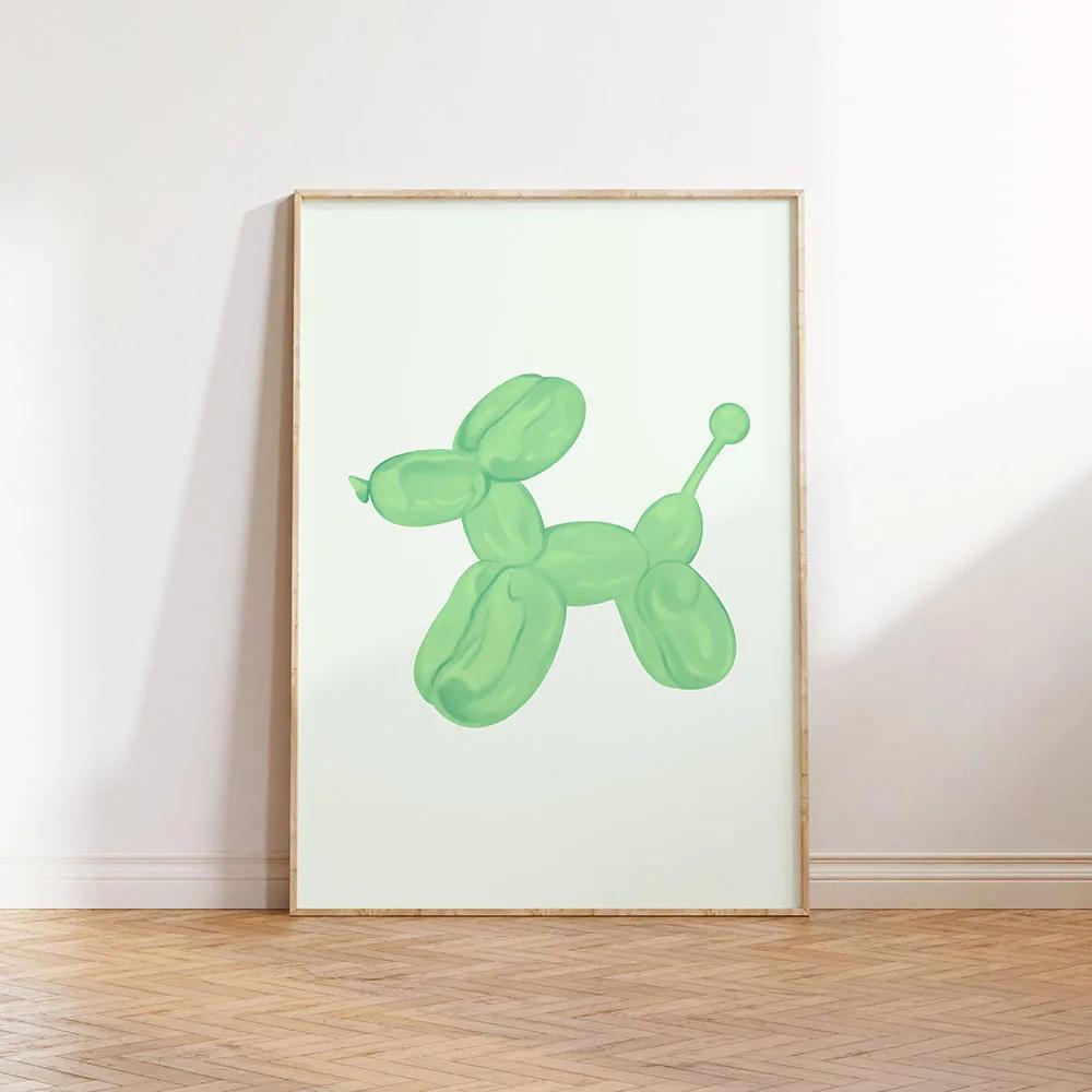 Poster Stampabile Arte Murale Cane Palloncino Rosa Poster Preppy per Decorazione Camera da Letto Poster per Adolescenti per Stanza Dormitorio Poster con Stampa di Cane Appartamento Universitario
