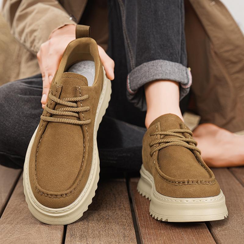 Осенние новые дышащие британские ретро кеды на толстой подошве для увеличения роста, спортивные, нескользящие, повседневные кожаные туфли 39