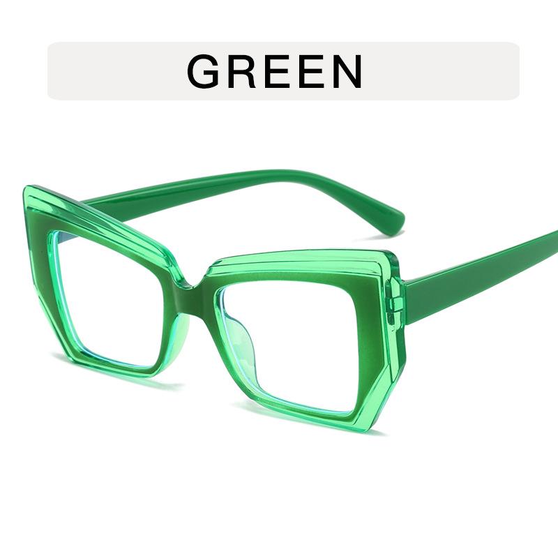 Retro Color Block Cat Eye Flat Top Blue Light Glasses for Women - Fashionable Polygonal Frames