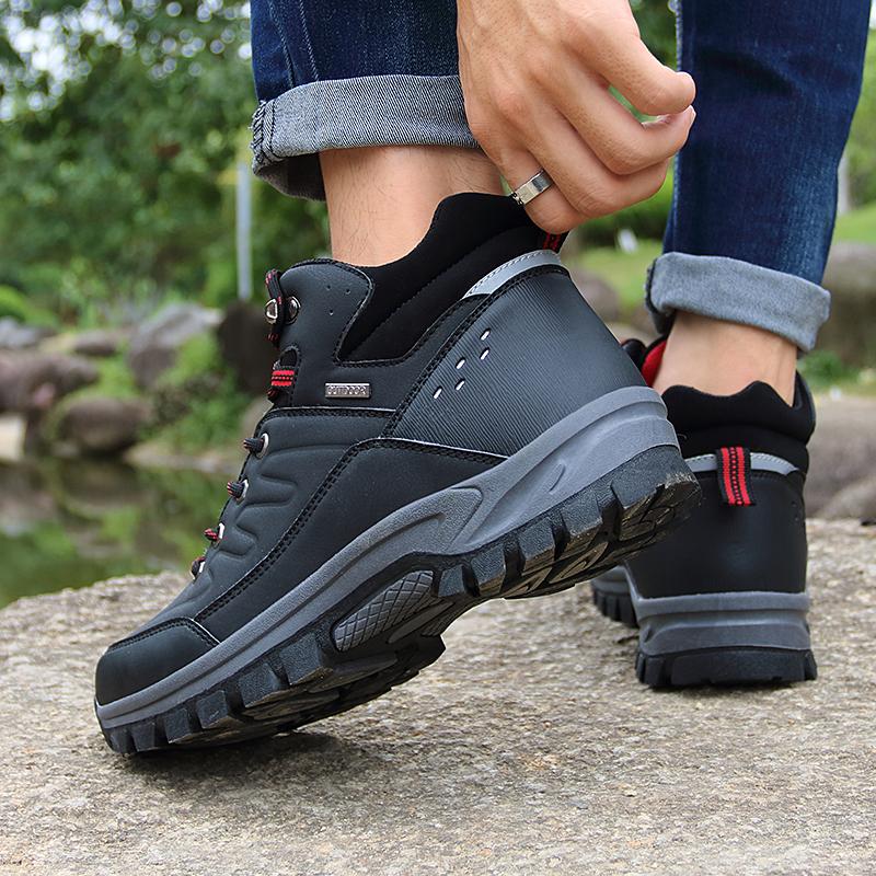 Men Hiking Shoes Outdoor Lace-up Anti-slip Wear-resistant Ankle Boots Men High-top Boots Men Breathable Casual Sports Shoes Men