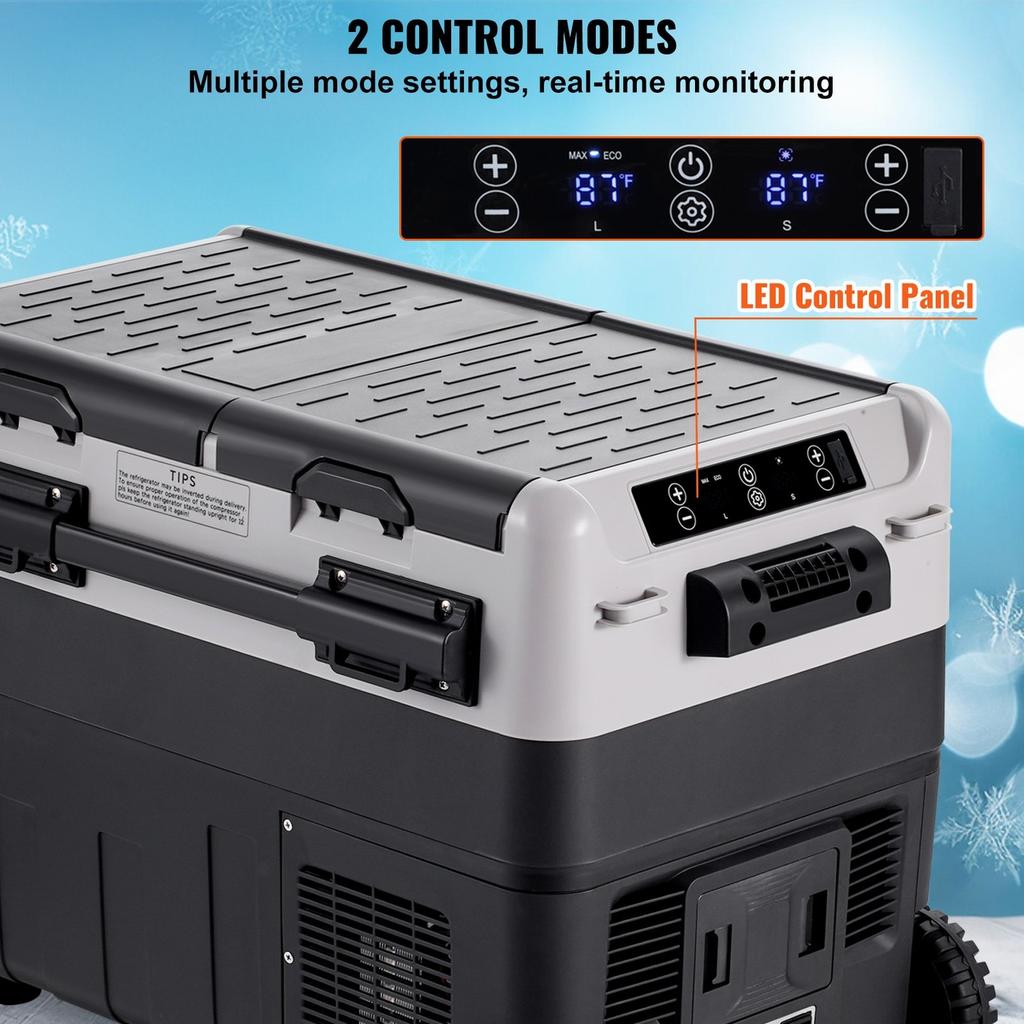 Portable Car Refrigerator Freezer Compressor 50 L Dual Zone for Home Car