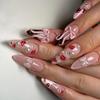 Almond Press On Nails Glossy Fake Nails Stick On Nails In 12 Sizes 24 Pcs French Nails Tips for DIY Nail Art Decorations