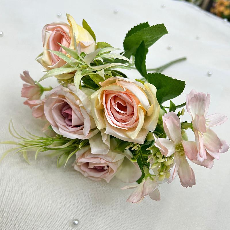 Artificial Flower Spring 4 Flower Rose Chrysanthemum Combination Flower Rose Fake Flower Silk Flower Small Rose