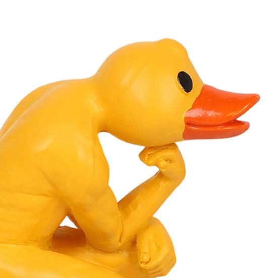 Thinking Duck Statue, Funny Duck Thinker Figurine, Little Duck Resin Sculpture for Dining Room, Office Desk Decor