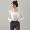 T Shirt Women Long Sleeve Polyester Sexy Back Tie Yoga Top For Workout And Casual Wear