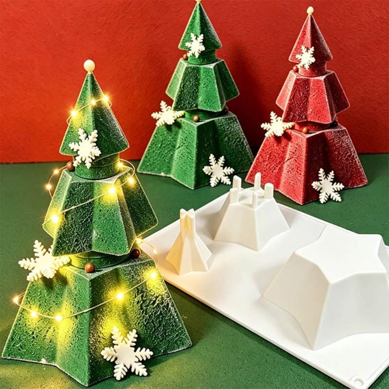 Festives Christmas Tree Shape Silicone Molds Baking Essential For Mousse Cakes Candle Making Nontoxic Easy Releases