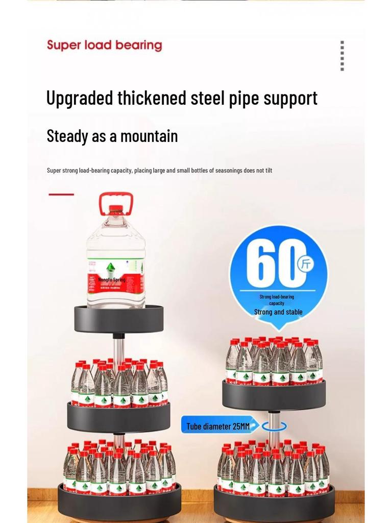 Multifunctional Spice Rack: Complete Set for Oil, Salt, Soy Sauce, Vinegar, and Condiments with Rotating Kitchen Countertop Storage.