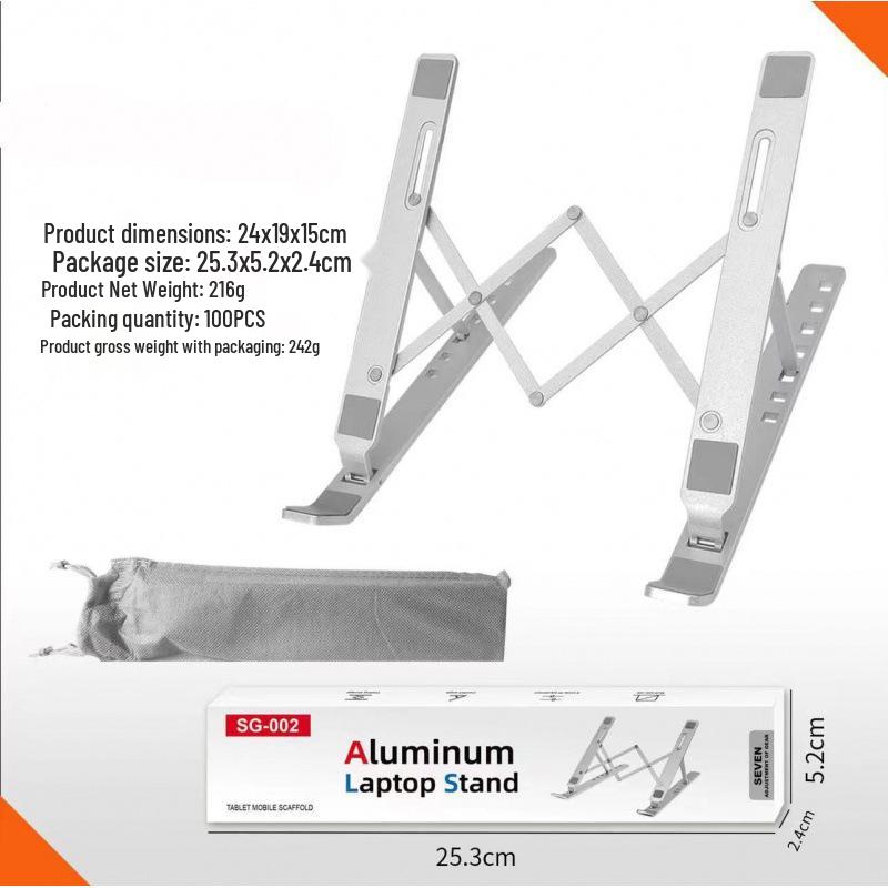 Aluminum Laptop & Tablet Stand: Foldable, Adjustable Desktop Cooling Bracket