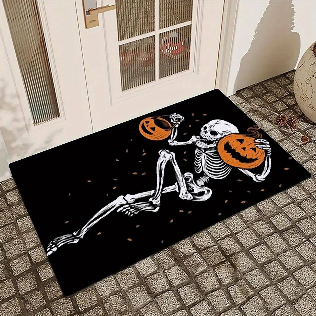 1 Piece of Halloween Skull and Pumpkin Pattern Kitchen Carpet Bedroom Living Room Bathroom and Home Halloween Home Decoration