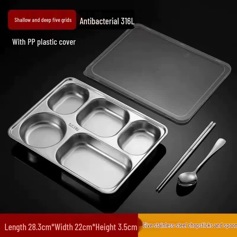 HANDUNYOU 316 Stainless Steel Divided Dinner Plate