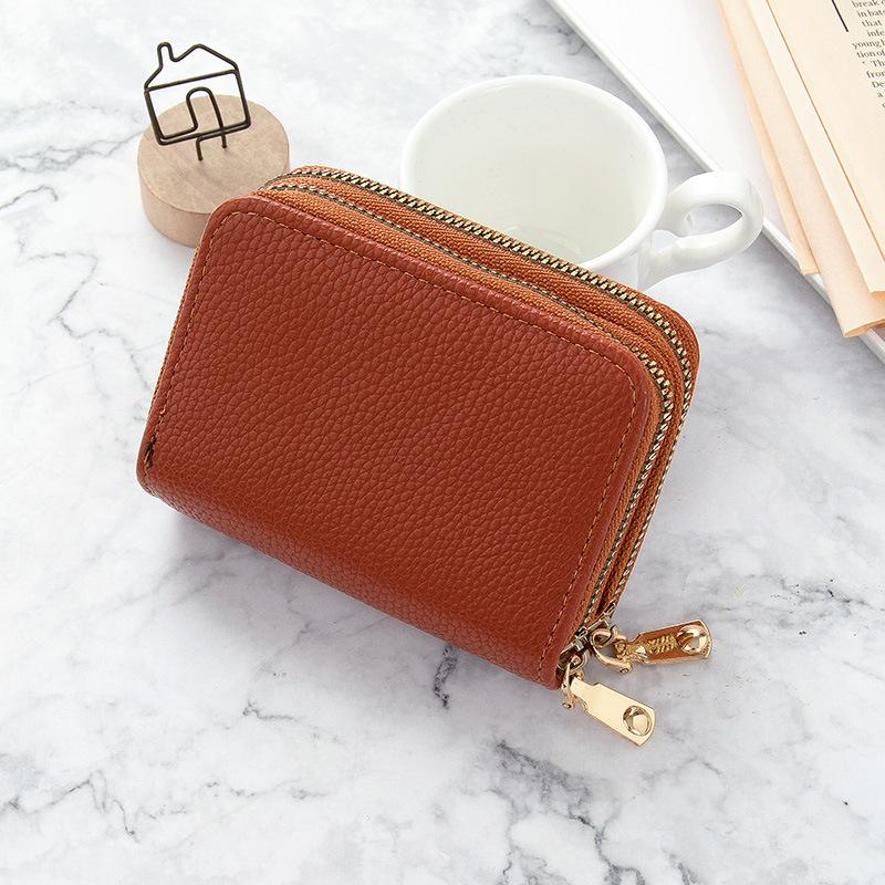 New 2025 Card Bag Women's Short Simple Solid Color Multi-card Large-capacity Zipper Student Change Bag Women
