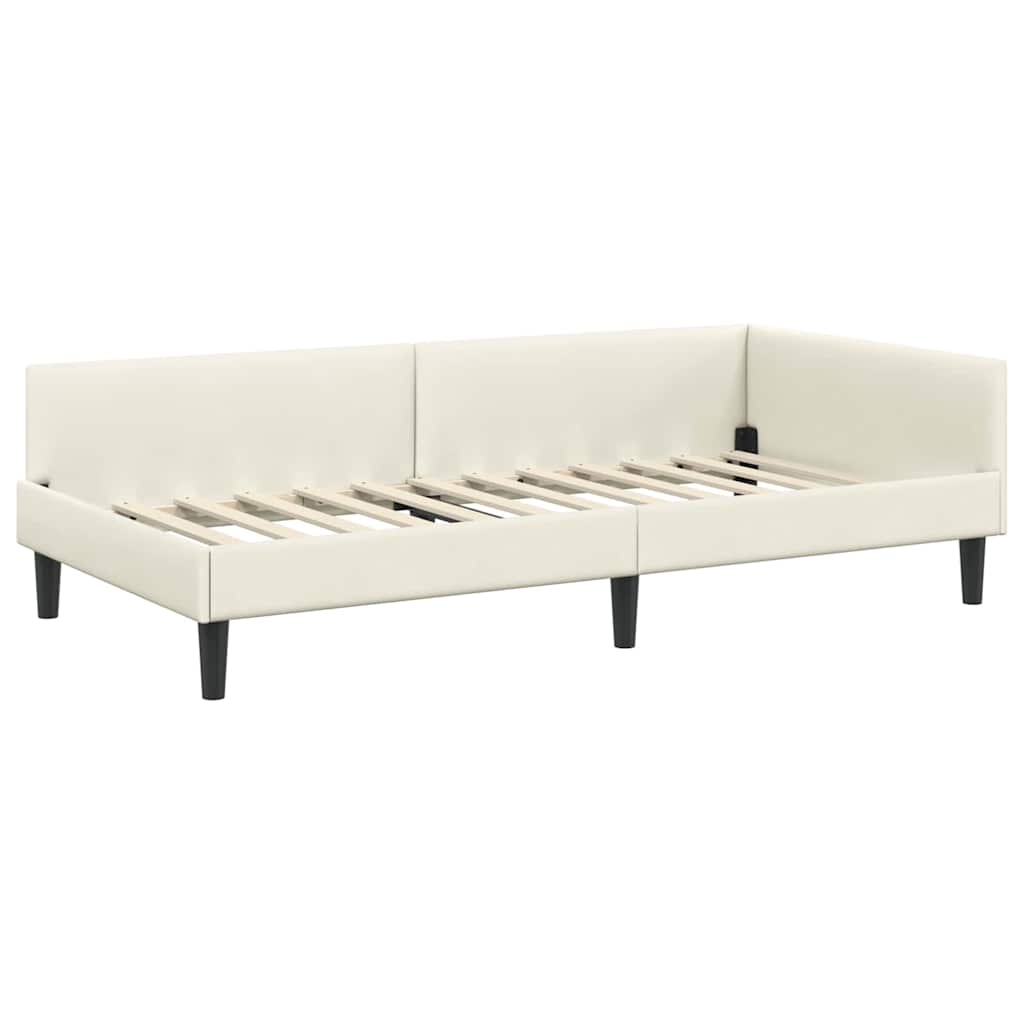 Corner Bed Frame with Mattress Other 2 Pcs Cream Velvet