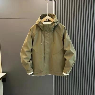 Spring and Autumn Jackets Men's Jackets Windproof Tops Solid Color Hooded Fashion New Casual Loose Workwear