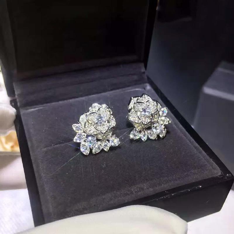 Exquisite 925 Sterling Silver Rose Stud Earrings - 2021 Niche Design
