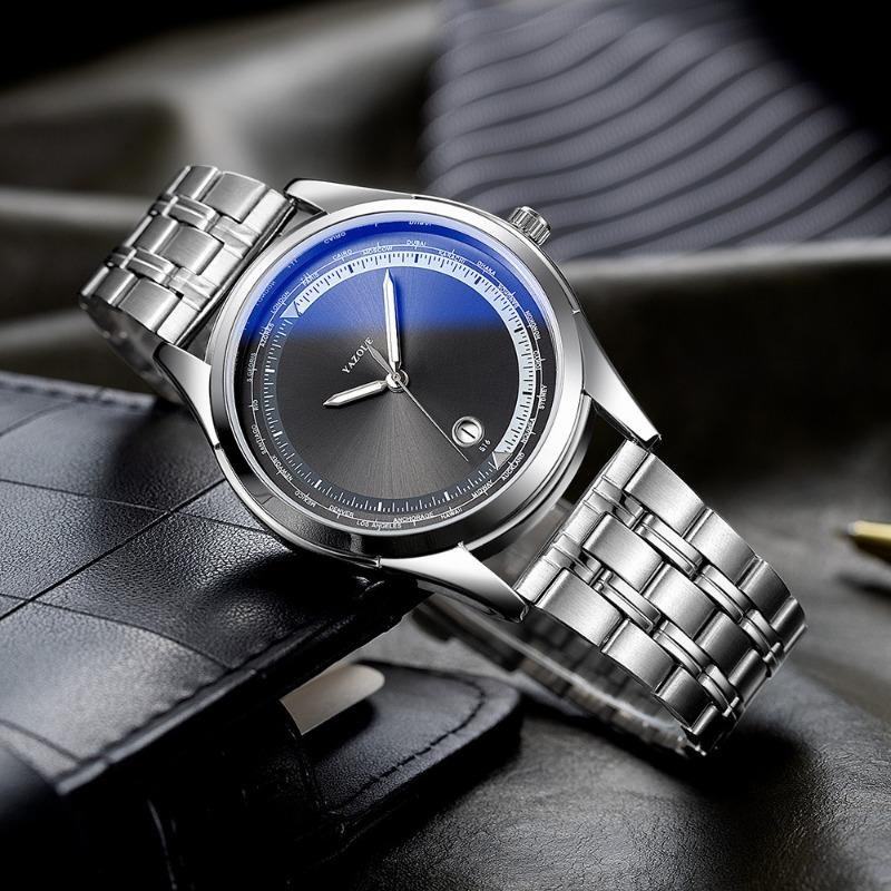 Top Brand New Men's Watch Stainless Steel Band Quartz Watch Men's Watch Luminous Business Men's Watch