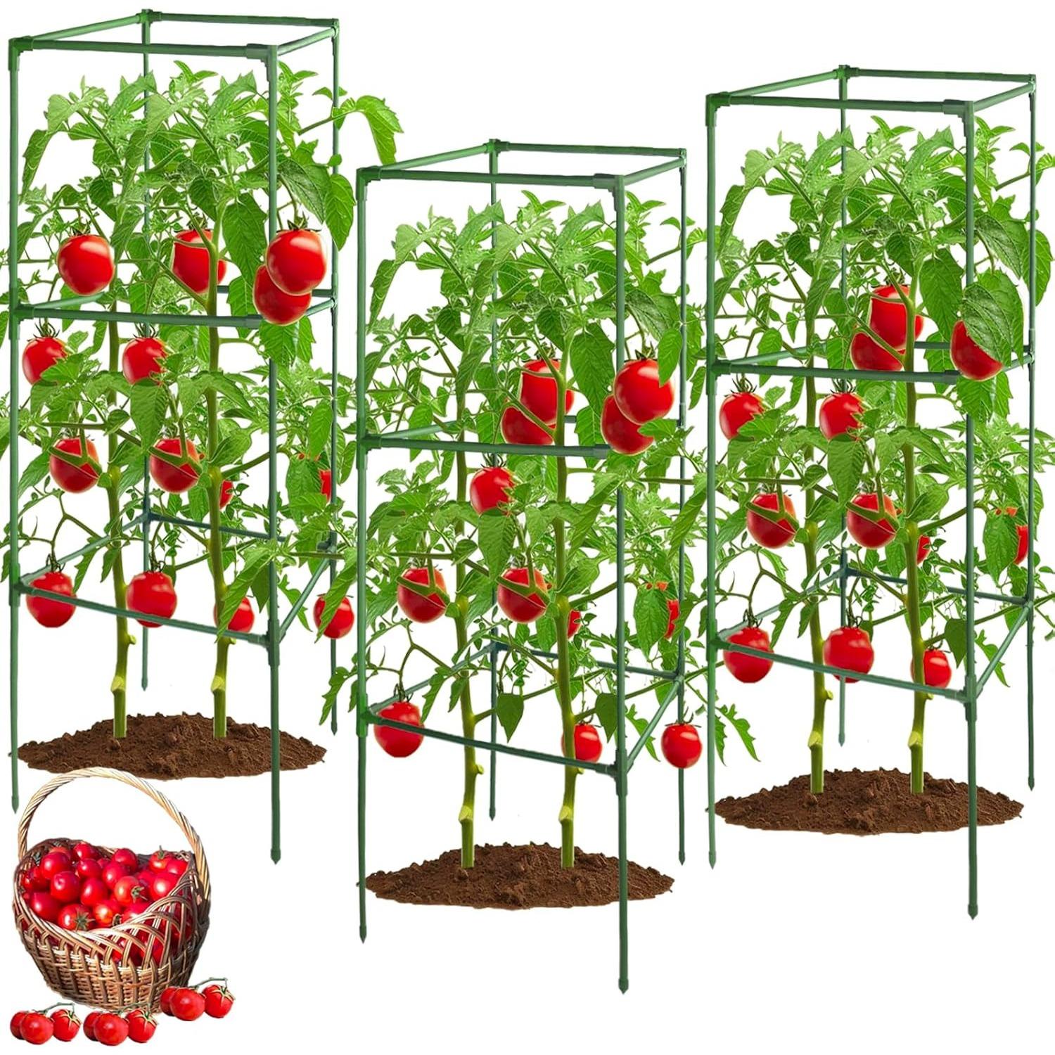 3 Pack 120 * 40 * 40CM Tomato Cages for Garden,Square Tomato Plant Stakes Support Cages Trellis for Climbing Vegetables & Flowers,Tomato Trellis зелёный