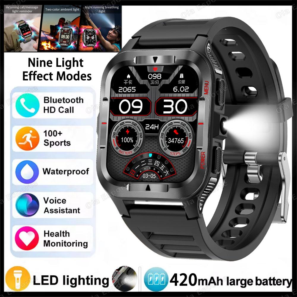 

New 420 Mah Military Smart Watch Men 1.83 GPS Track 3ATM Waterproof LED Flashlight Sports Smartwatch For Android iOS чёрный