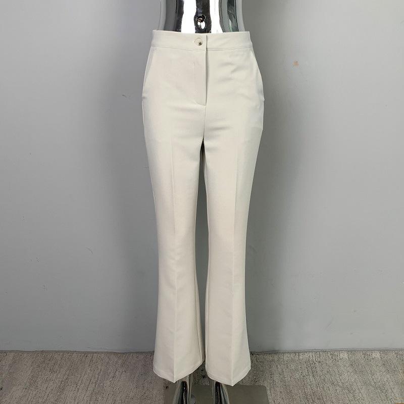 South Korea Dongdaemun Women's Slim Fit High Waist Flared Pants - Slimming & Leg-Lengthening Casual Trousers