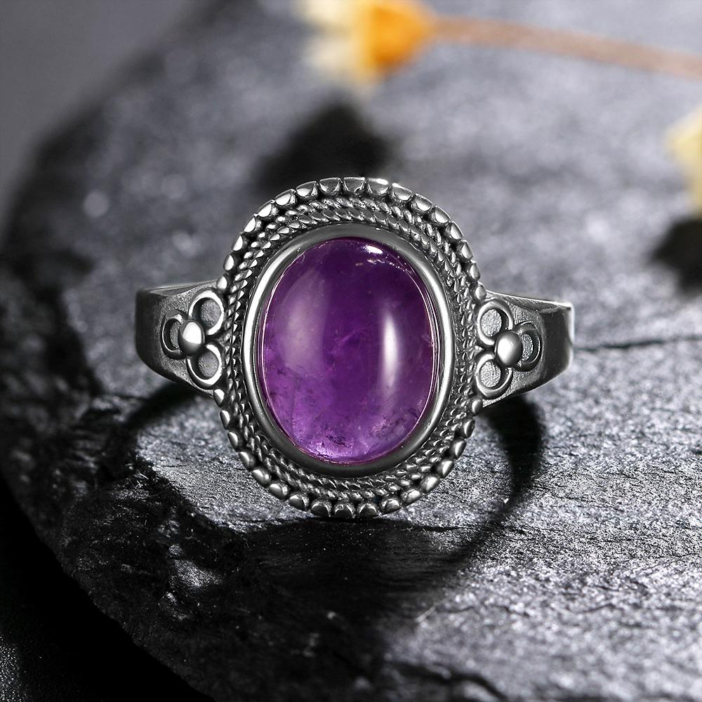 CopperRings Natural Amethyst Gemstone Rings for Women Wedding Bands Anniversary Gift Fine Jewelry