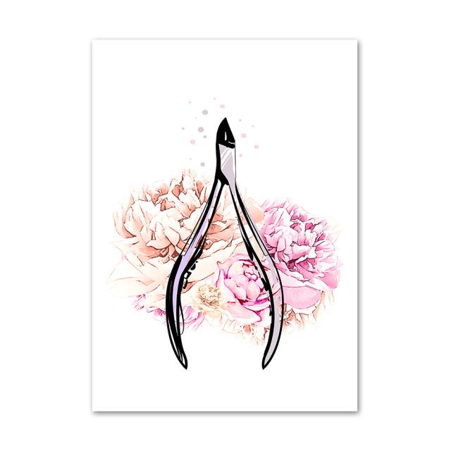 Nordic Fashion Girl Nail Beauty Salon Tweezers Wall Art Canvas Painting Posters And Prints Wall Pictures For Living Room Decor