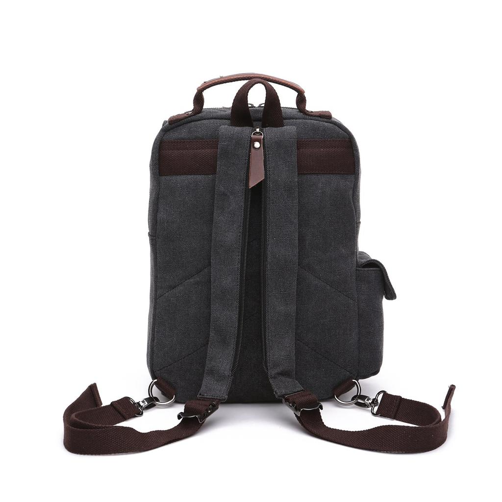 LeafIn Mini-Rucksack, Stilvoll, Leichte Canvas-Umhängetasche, Unisex, In zwei Ausführungen erhältlich, 8596 (Schwarz B)