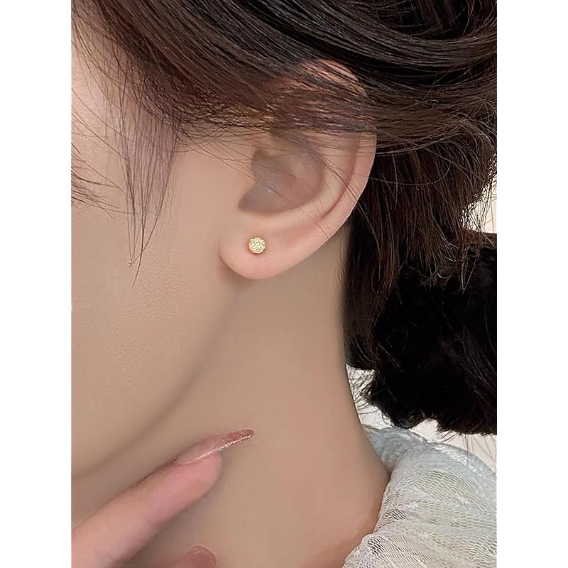 [ChicSilver] Kugelpiercing Damen Leave it on Gold K18 Gold Runde Kugel Ohrringe 3mm schlichtes Zubehör