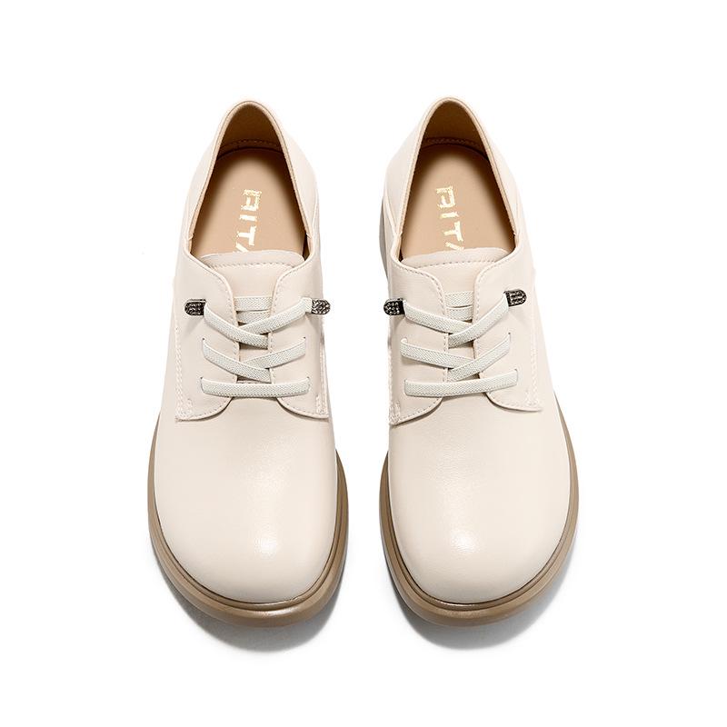 Women's Genuine Leather Chunky Heel Loafers 2025 - Soft Leather Single Shoes (SZ25912)