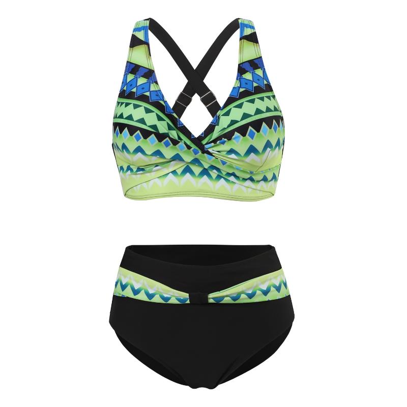 Women Sexy Bikini Set Two Pieces Swimsuit Fashion Push Up Floral Printed Split Swimsuit Bikini Suit Female Beach Halter Swimwear