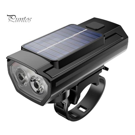 Universal Bike Front Light with Horn Multi-Functional Solar-Powered High Brightness Long-Range Illumination Bicycle Light