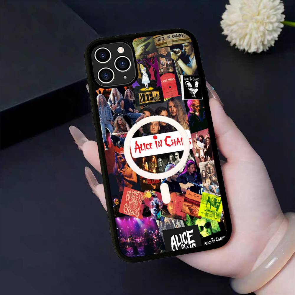 Retro Band A-Alice In C-Chains For Magsafe Magnetic Wireless Phone Case For IPhone 11 12 13 14 15 16 17 Pro Max Plus Cover