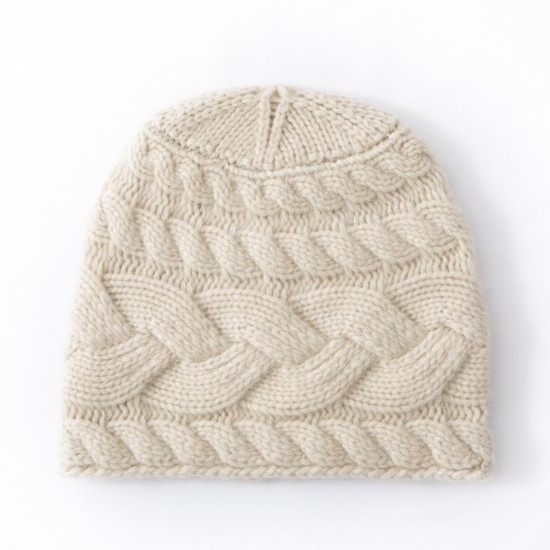 Women s 100% Pure Cashmere Knitted Hat - Fashionable, Warm, Solid Color, Stylish, Versatile, Casual One Size бежевый