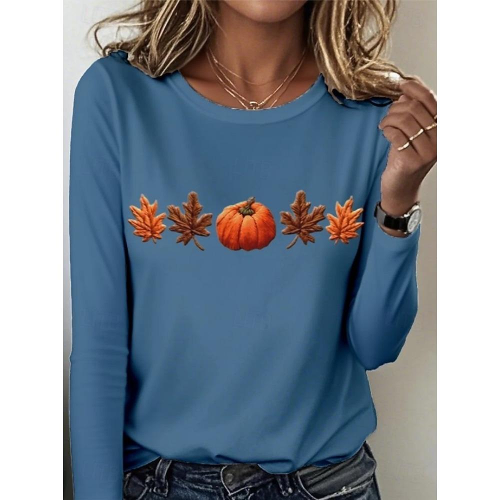 Dámské tričko s dlouhým rukávem tištěné 3D, ležérní a módní