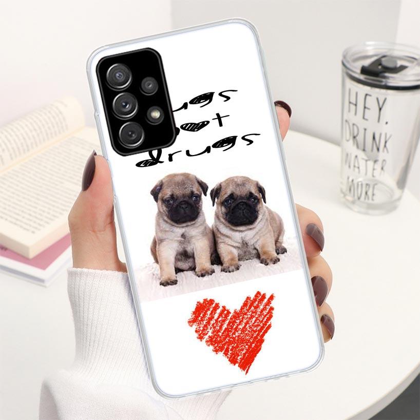 Love Pugs Cute Dog Phone Case For Samsung Galaxy A16 A26 A36 A56 A15 A14 A13 A12 A55 A54 A53 A25 A24 A23 A35 A34 A33 A05S A04S A