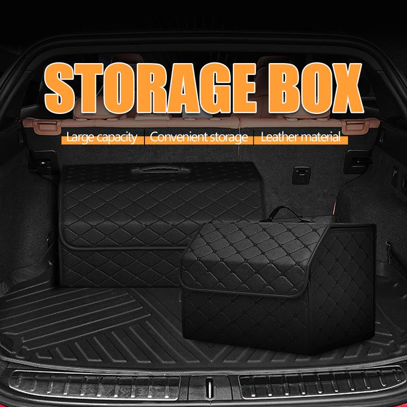 Car PU Leather Trunk Storage Box Portable Foldable Storage Car Multiuse Storage Car Trunk Bag Auto Storag Box