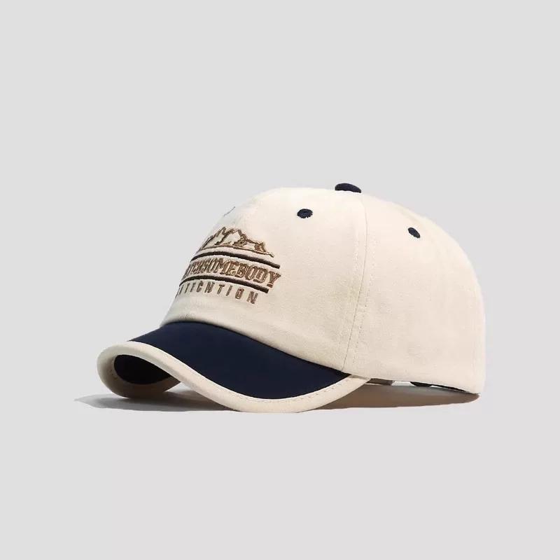 Drew Caveat Fashion Contrast Color 5cm Short Brim Baseball Cap Thin Embroidery Soft Top Comfortable Breathable Brim Hat
