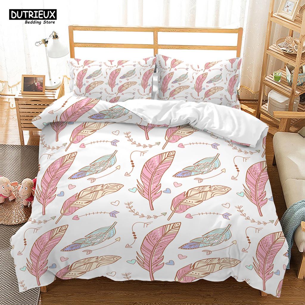 Comforter Luxury Feathers Bedding Set Colorful Soft Animal Feather King Queen Single Size S For Women
