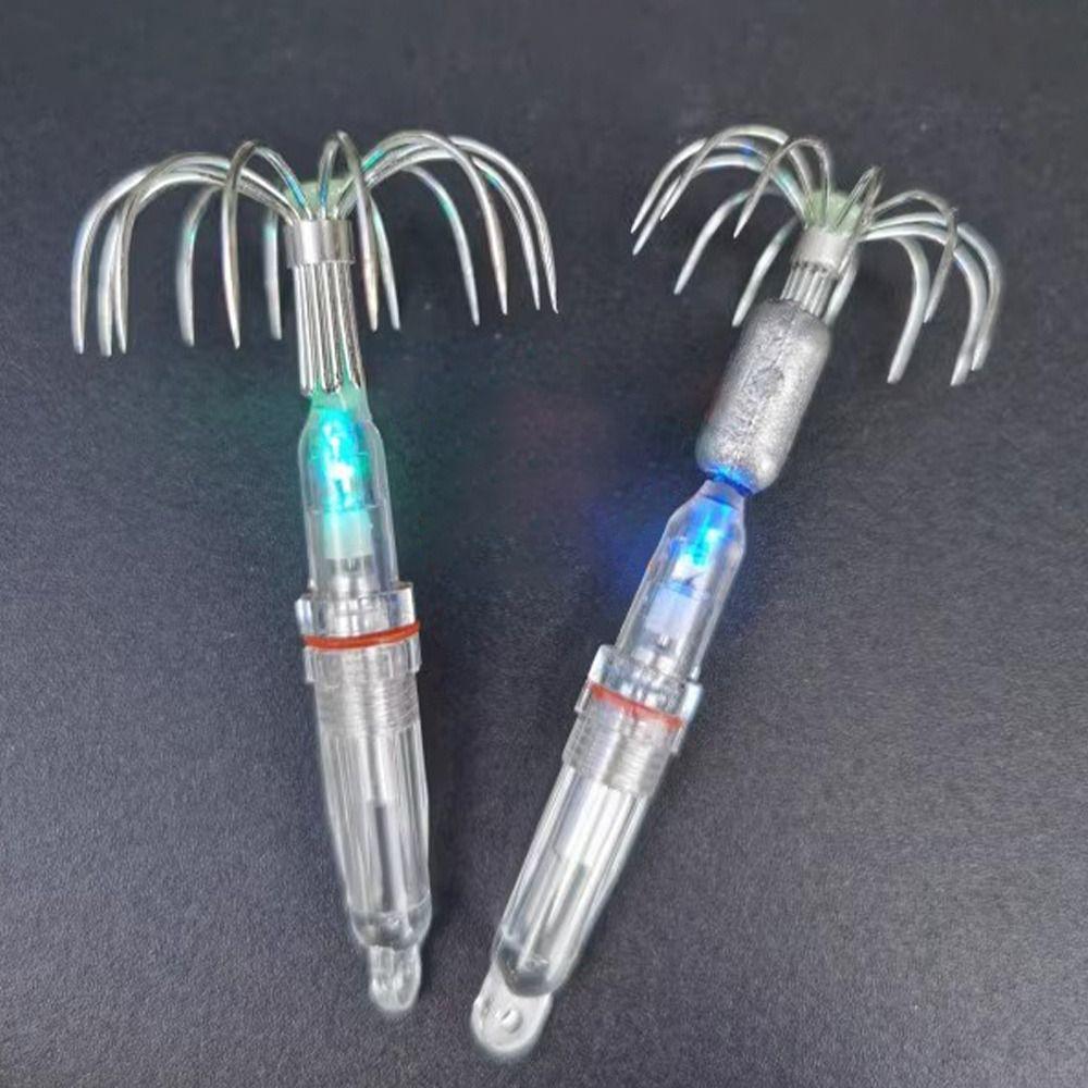 Diamond Shape Fishing Flash Lamp Bass Spoon Fishing Squid Hook Hot LED Lure Light with Hook