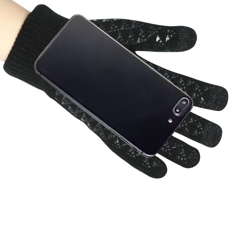 Winter Touchscreen Gloves Men Large Size Thermal Anti-Slip Cold Weather Riding Knitted Double Layer Thick Fleece Lined