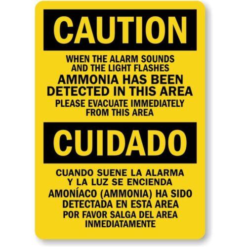 Bilingual Ammonia Detected Area Aluminum Weatherproof SignAluminum 20x30cm(7.8x11.8inch)