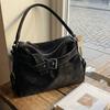 Casual Tote Bag Stylish Simple Shoulder Bag Korean Belt Buckle Handbag Highquality Pu Zipper Shoulder Bag Commuter Crossbody Bag
