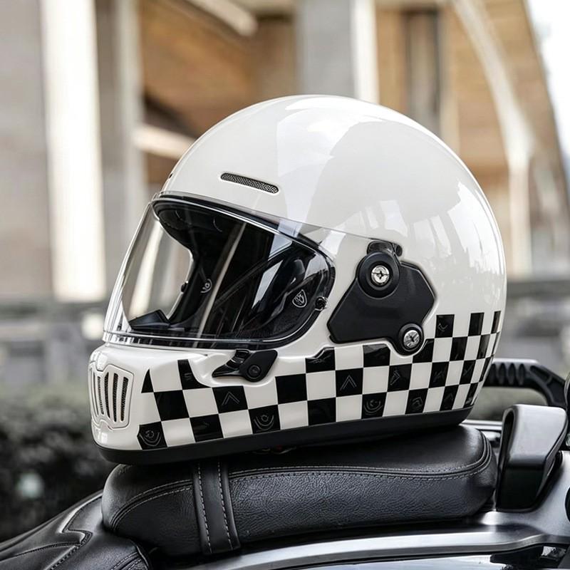 DOT Retro Full Face Motorcycle Helmet 3C Certified Small Shell Men Women Scooter Cruiser With Bluetooth