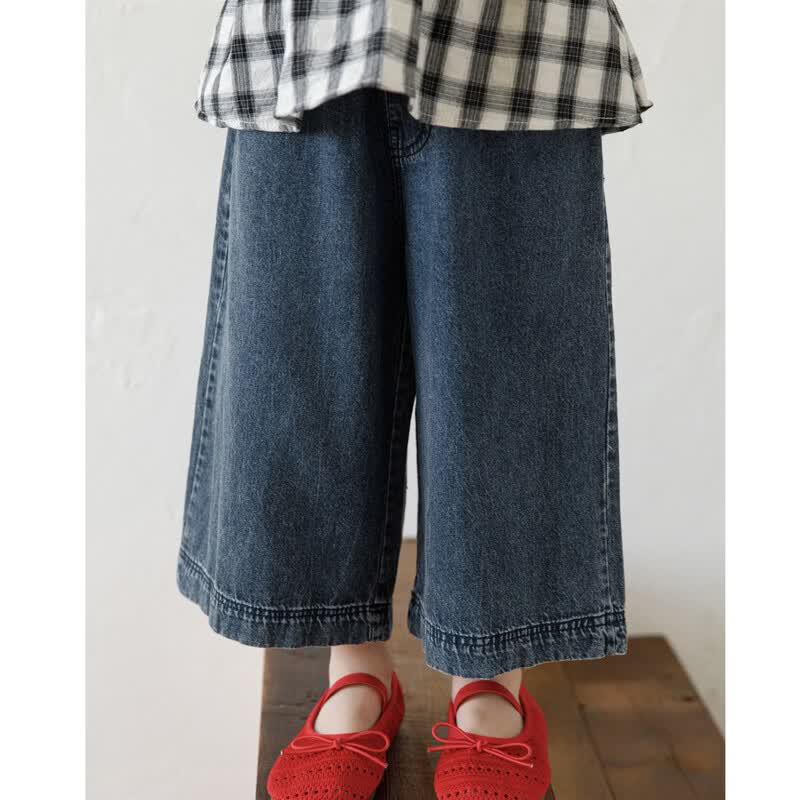 Youyou Girls' Summer Lightweight Wide-Leg Capri Denim Pants