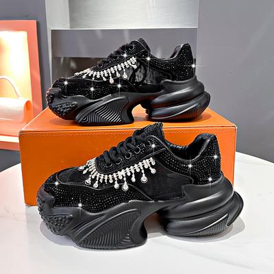 Sapatos Femininos da Moda Novos Strass Tênis Femininos Diamante Respirável Luxo Designer Casual Sapatos de Plataforma Mujer