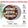 2D Flat, "Land of the Free, Because of the Brave" Patriotic Wreath Flag - Vintage Style Art, 7.87x7.87 Inches Decor for Home, Garden, Bar, Cafe