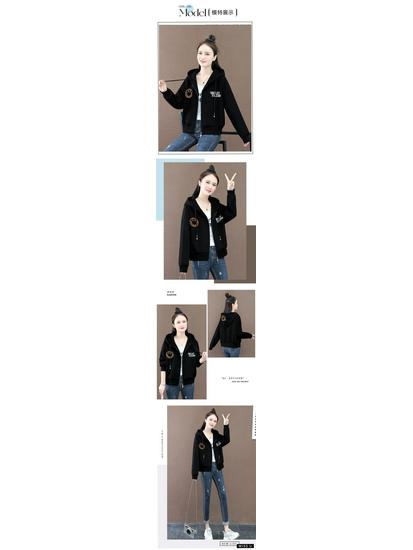 Pure Cotton Embroidered Jacket: Women's Lightweight 2025 Spring/Autumn Korean Loose Hooded Cardigan Sweatshirt